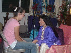 Mirabai working with a Darshan participant